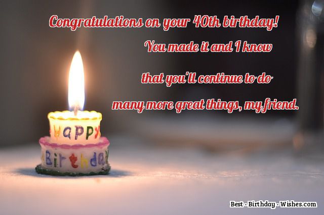 40th birthday wishes for a friend